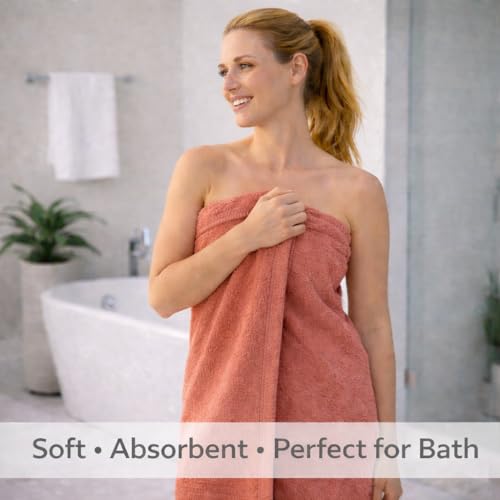 Image of Fitness Mantra Cotton Bath Towel 650 GSM | Heavyweight, Soft & Absorbent | Quick Dry | Large 30 x 60 Inch Towel for Daily Bath Use | 1 Peace| Peach|