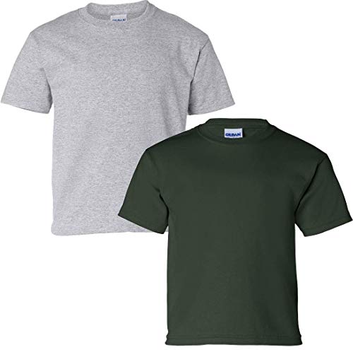T-shirt en coton pour enfant Gildan (lot de 2, gris sport/forêt, XL) idéal pour le quotidien