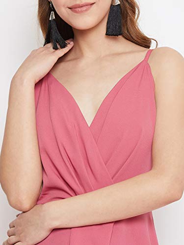 Image of Berrylush Red Solid V Neck Maxi Dress