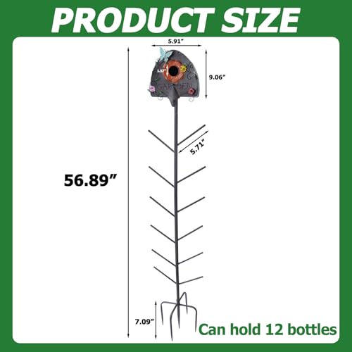 Image of Metal Bird House and Wine Bottle Tree,Bottle Trees for the Garden Outside
