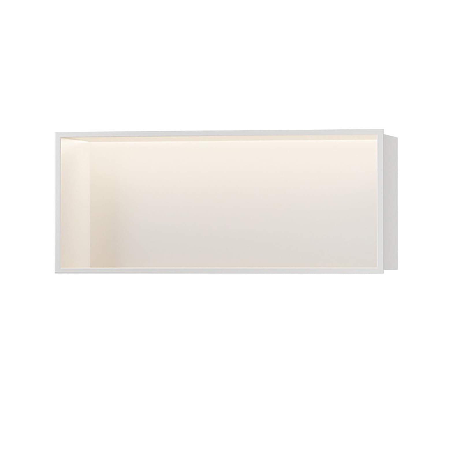 Estante de ducha de acero inoxidable con iluminación LED, impermeable, 70 x 28 cm, color blanco, perfecto para un diseño moderno de baño