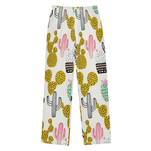 J JOYSAY Cactus Plant Drawing Cream Pajamas Pants Soft Long Pajama Bottoms Lounge Sleep Pants Size S-XL