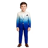 ALYAANSH COUTURE Boy's Suiting Fabric Blue Ombre Blazer Set | Blazer Set Designer for Boys (Multi, 2-3 Y)