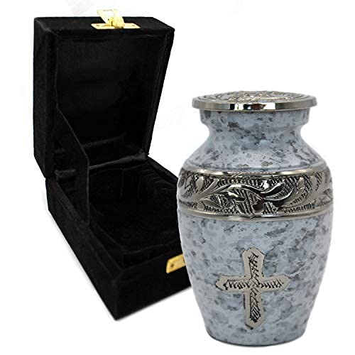 Image of White Love of Christ Cremation Urn for Ashes for Women - Personalized Cremation Urns for Human Ashes Adult Female Decorative Urns - Beautifully Handcrafted Cross Urn