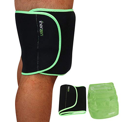Inerzen Thigh, Quad, Hamstring Support Hot and Cold Gel Therapy Wrap - Includes Hot or Cold Gel Pack for Pain Relief - Microwavable, Freezable, Reusable (One Size Fits All)