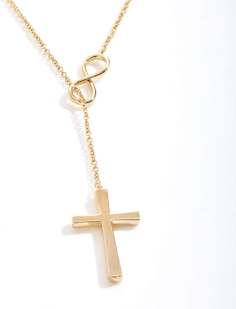 Dear Ava Infinity Cross Necklace: Christian Gift, Baptism, Communion, Faith, Confirmation, Infinity Cross (gold-plated-brass, NA)