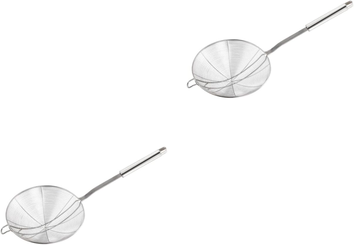Cabilock 2pcs Wire Strainer Ladle Food Serving Skimmer Ergonomic Handle 16cm for Pasta Hot Pot