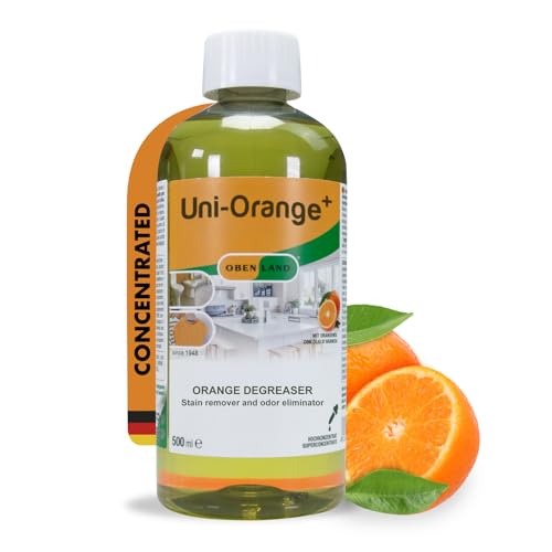 Obenland - Uni Orange Plus multifunctioneel vetoplossingsconcentraat zonder uitspoelen 500 ml - vlekverwijderaar voor textiel en vloeren - verwijdert rubbersporen - reiniger met sinaasappelterpenen
