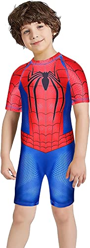 Byriady Boys One Piece Swimsuit Toddler Bathing Suit Kids Short Sleeve Beachwear Quick Dry Swimwear Trunk 4-8 Years #TOP1