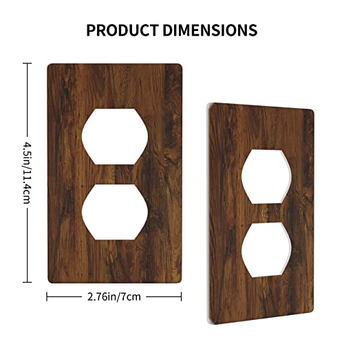 Brown Vintage Rustic Wood Texrure Single Duplex Outlet Covers Wall Plate Decorative 1 Gang Electrical Switch Plate Receptacle Decor Bedroom Bathroom Kitchen Standard Size 4.50" X 2.76" #TOP3