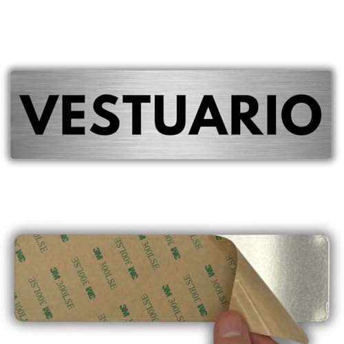 LEIASA | Señal Vestuario - 5x18 cm - Grosor 0.8 mm - Aluminio - Cartel Adhesivo - Rótulo Vestuarios - Señalización Cambiadores - (Vestuario)