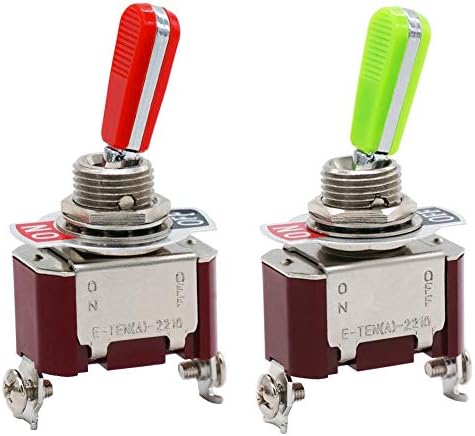 mxuteuk 2 Pcs Heavy Duty Rocker Toggle Switch 20A 125V SPST 2 Position 2 Pin ON/Off Switch with PC Wear-resistant Handle Ten-A-2210GR-A101