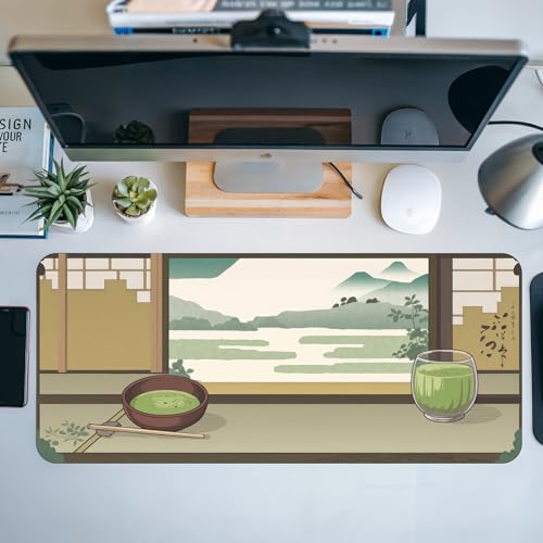 Image of Ancient Tea Premium Desk Mat | Anti-Skid | Anti-Slip | 80 x 30 cm | Laptop Mat for Work from Home /Office /Gaming- Extended Mouse pad and Keyboard Desk mat