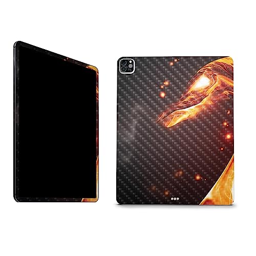 Image of MightySkins Carbon Fiber Skin Compatible with Apple iPad Pro 12.9 inch M2 6th Gen (2022) Full Wrap Kit - Flaming Dragon | Protective Durable Textured Carbon Fiber Finish | Easy to Apply | Made in The USA