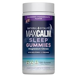 Natural Vitality SLEEP Gummies, Magnesium Supplement With Melatonin and L-Theanine, Vegan, Gluten Free, Helps the Body Ease Into Sleep, Blueberry Pomegranate 120 Count