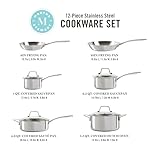Martha Stewart Castelle 10 Piece 18/8 Durable Stainless Steel Induction Safe Non-Toxic Triply Bottom Kitchen Pots and Pans Cookware Set - Dishwasher Safe - Image 2