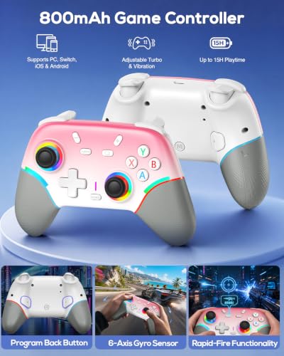 Image of Switch 2 Case Pink and Pro Style Controllers Accessories Girly, Bundle for Nintendo Switch 2 Console,FYOUNG 23 IN 1 Kit:Carrying Case,Protective Shell,Grip for Joycon,Steering Wheel