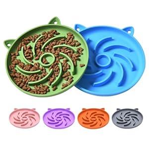 2 cuencos de silicona para gatos de alimentación lenta, rompecabezas para gatos, juguetes interactivos, cuenco para gatos de alimentación lenta, adecuado para todos los alimentos secos y húmedos