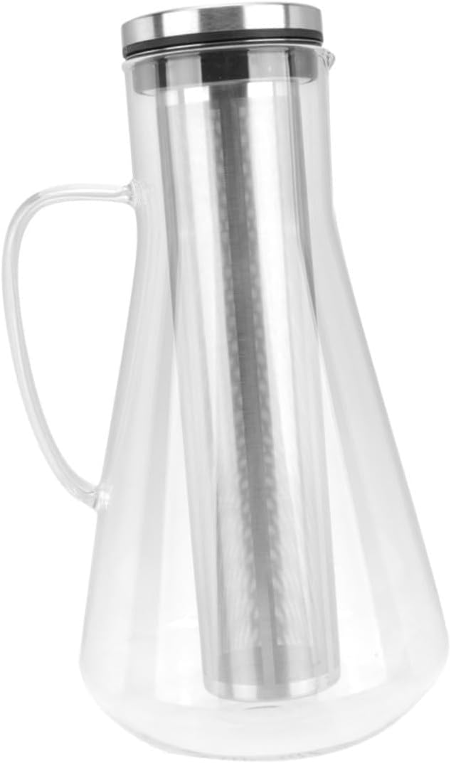Large Capacity Cold Brew Coffee Maker 1600ml High Borosilicate Glass Pot with Stainless Steel Filter for Iced Coffee and Tea Brewing at Home