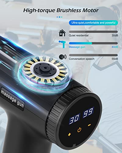 Uplayteck Massage Gun Deep Tissue - Powerful 30 Speeds Handheld Muscle Massager with 8 Heads, Portable Carrying Case, LCD Touch Screen & 2500mAh Long-Lasting Battery, 3200rpm for Muscle Relaxation - Image 2