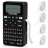 SUPVAN E11 Etikettendrucker Pack (2 Rollen Endlos- und 2 Rollen gestanzte Etiketten), Geeignet für Schule, Büro & Zuhause, schwarz