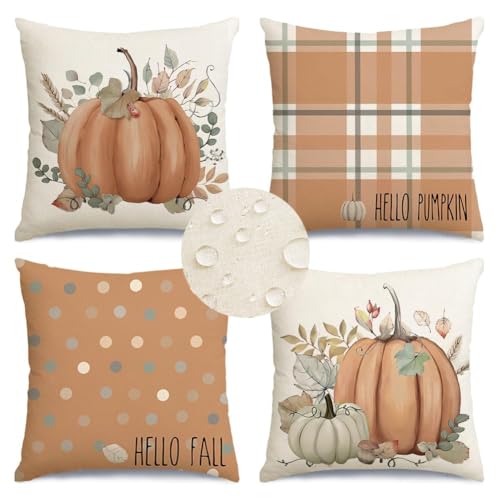 RABUSOFA Fall Outdoor Pillows Waterproof,Fall Pillow Covers 18x18...
