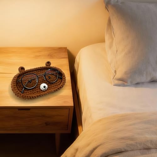 Dekorative Tabletts Lustig Handgemachte Brillenhalter - Brillenetui Tier weich Brillenablage Sonnenbrillenhalterung Brillen Halterung Schutzhülle Brillenständer Wohnzimmer Büro Deko (Brown)