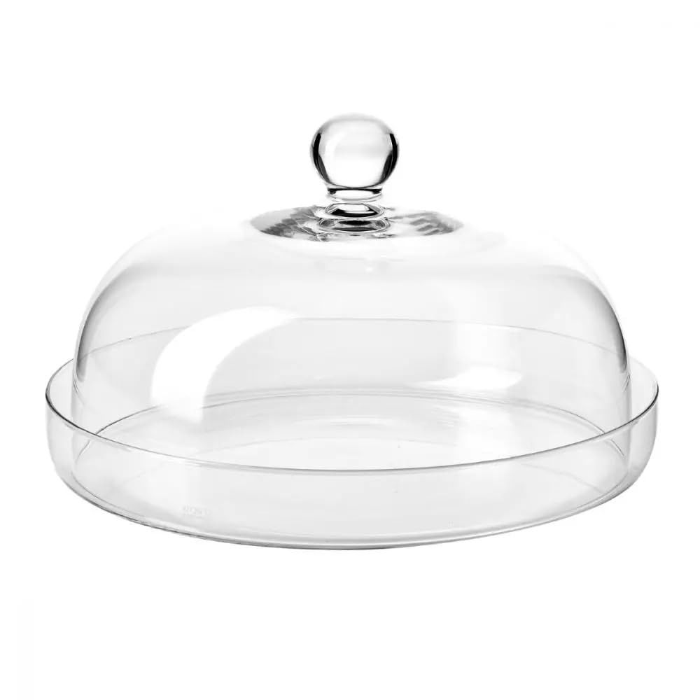 Krosno Plateau avec Cloche Elite, 28 cm, Verre de Haute Qualité, Plateau à Fromage Élégant avec Cloche, Idéal pour Fromages, Desserts, Présentations, Design Raffiné, Cristal sans Plomb