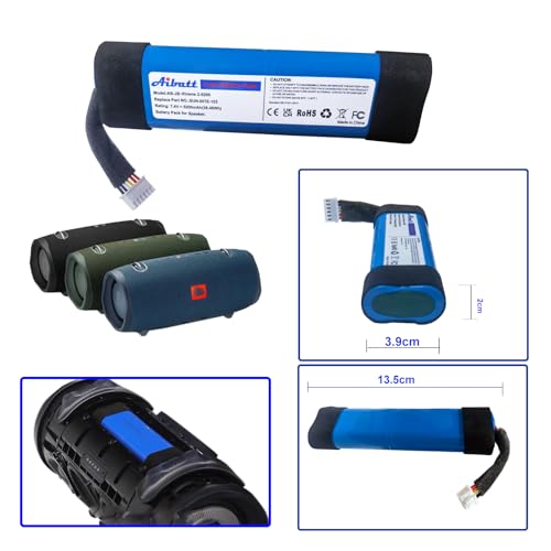 Aibatt 5200mAh Ersatz-Akku für JBL Xtreme 2, Xtreme2, XTREME2BLKAM, XTREME2BLUAM Bluetooth Lautsprecher, Ersatzakku für JBL SUN-INTE-103, 21NR19/66-2 Batterie.