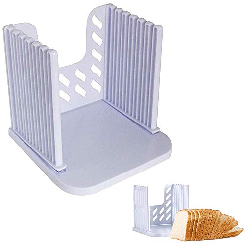 Bread Slicer, Adjustable Toast Slicer Toast Cutting Guide, Folding Bread Slicer, Compact, Bagel Slicer Bread Sandwich Toast Bread Slicer, White