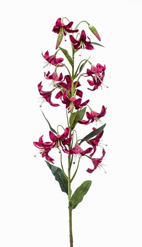 artplants.de Lirio de Tigre Decorativo ARAMAIO, Rojo Burdeos, 80cm - Lirio Artificial - Flor sintética
