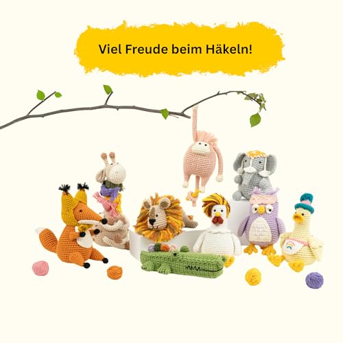The loop story Häkelset Tiere Giraffe Crochet kit mit Video Kurs (Schritt für Schritt auf Englisch) - Häkelset für Anfänger & fortgeschrittene Erwachsene - mit Garn, Häkelnadel & Zubehör – Bild 8