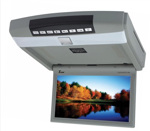 Tview T1023DVFD-GR 10.2-Inch Flip Down Screen Over-Head Video with Built-In DVD Player (Gray)