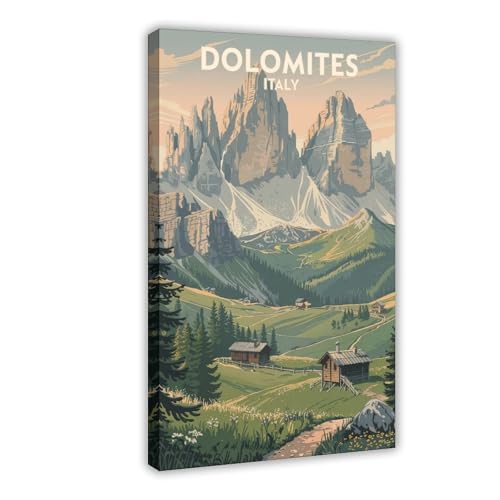 Poster Dolomites poster de voyage vintage en montagne affiche 30x45 cm pour decoration de bureau