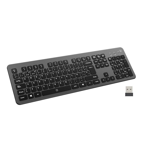 Ewent Teclado Inalámbrico Retroiluminado Ew3296 - Bluetooth Inalámbrico 2.4ghz, Teclado Español, Teclas Silenciosas, Batería Recargable, Tamaño Completo