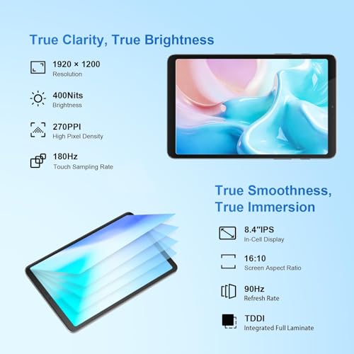 Image of LincPlus M8 Tablet 8.4 Inch Android15 - MTK Helio G99, 12GB RAM 128GB ROM, 90Hz IPS Display, 6000mAh Battery, 20W Fast Charging, Widevine L1 & GMS Certified, Tablet Mini for Work, Study, Entertainment