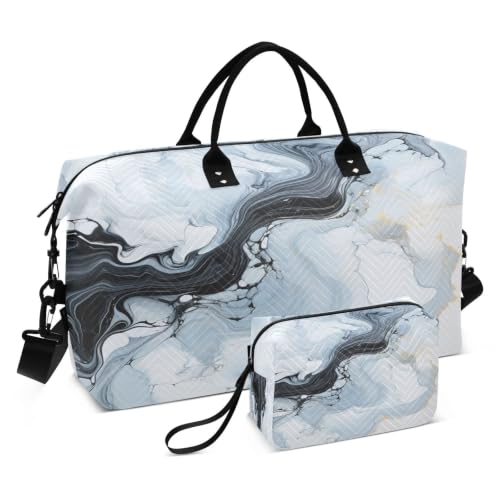 Sac de sport marbre blanc haut de gamme avec pochette maquillage