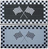 EEZ RV PRODUCTS 9x18cf Reversible/Durable Outdoor Patio/RV Mats - Perfect for Camping, Beach, Picnic in The Park (9ft. x 18ft., Checker Flag)