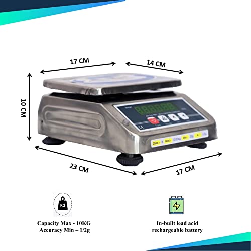 Supprex 10KG Mini Digital Weight Machine For Home, Shop And Small Business Weighing Scale With