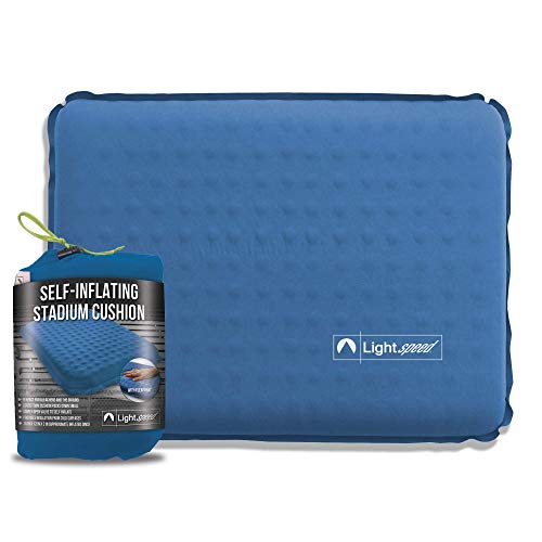 Lightspeed Outdoors Self-Inflating Stadium Seat Cushion with an Integrated Carry Bag (Blue)