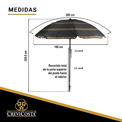 Sombrilla de playa de 200cm resistente al viento con espiral y poste regulable UV 5