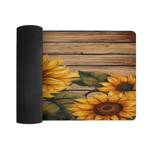 Paint Wooden Board Sunflower Mouse Pad grande de goma miniatura 3