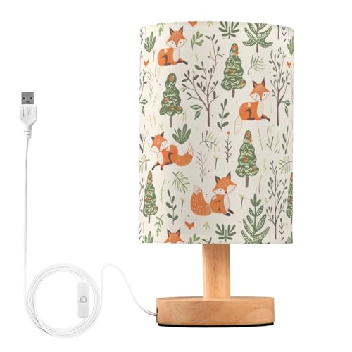 Lampe de chevet avec port USB et abat-jour en lin pour table de nuit