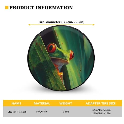 Image of Pensura Stretchy Spare Tire Cover Hippie Frog Tire Cover Protectors Covers for Travel Trailer SUV Truck, Camping Wheel Covers Car Decor, Universal Fits, 14-19 inch