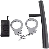 BinaryABC Halloween Police Costume Supplies,Walkie Talkie Police Baton Handcuffs Set