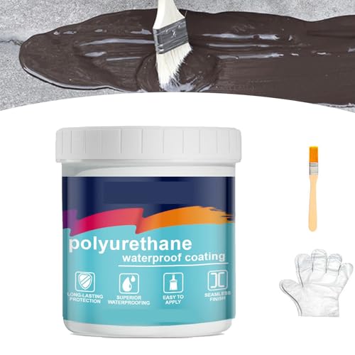 Polyurethane Waterproof Coating, Polyurethane Waterproofing and Leak Repair Eco-friendly Coating,Invisible Clear Waterproof Sealant, Tile Trapping Repair Wall Mending Agent Glue (Grey,300 G)