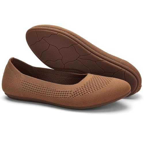 Image of poemlady Women's Ballet Flat Shoes Dress Shoes Knit Round Toe Slip On Ballerina Walking Flats Shoes for Woman Low Wedge Casual