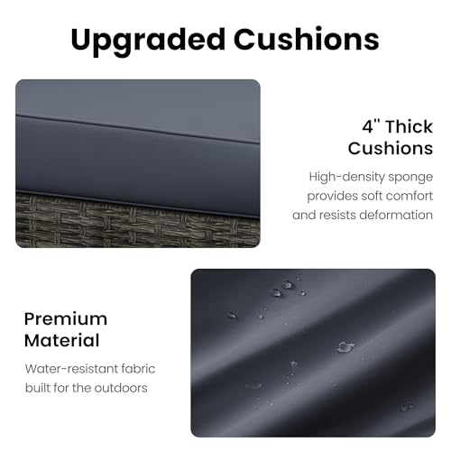 7-Piece Modular Patio Furniture Set, Wicker Outdoor Sectional Sofa with Cushions and Coffee Table, All Weather Patio Conversation Sets for Porch Balcony Backyard, Grey