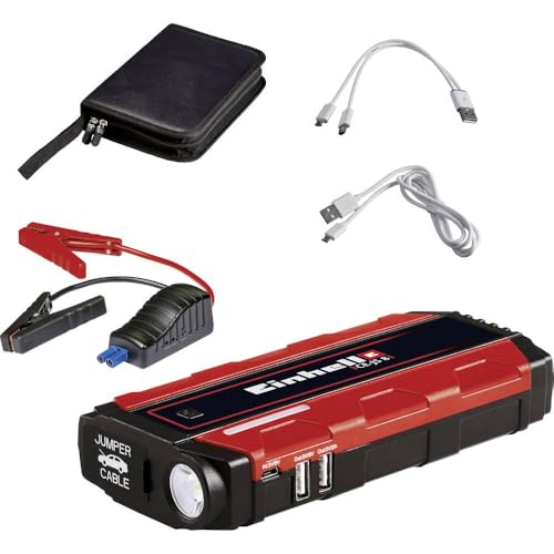 Einhell Jump-Start - Power Bank CE-JS 8/1 (12 V, LiPo-Akku 3x2500 mAh, LED-Ladezustandsanzeige, LED-Leuchte, 12V/200A Starthilfeeinrichtung, Starthilfekabel, 2 USB Anschlüsse)