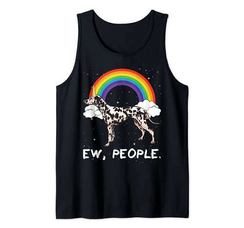 Rainbow Dalmatian Ew People Unicorn Dog Tank Top, Black, S